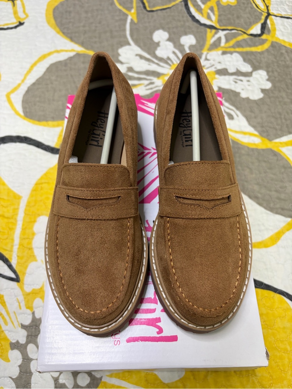 Hey Girl by Corkys Spark Loafers Tobacco Brown Size 6 Faux Suede